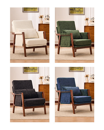 Dailyhome Accent Chairs Set of 2 Mid-Century Modern with Wide Backrest for Bedroom, Upholstered Living Room Chair with Wooden
