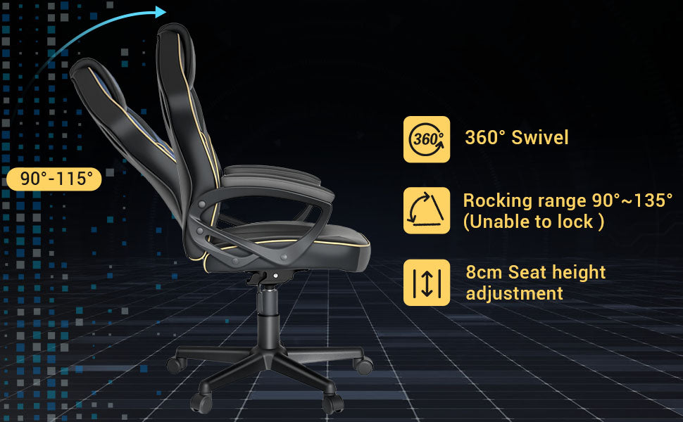 HapGIFT Office Chair, Home Office Chair with Link Armrest, Height Adjustable Computer Chair, Ergonomic PC Work Chair for Adul