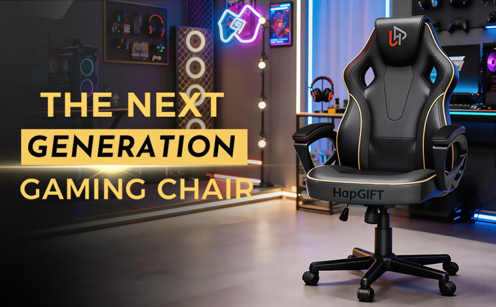 HapGIFT Office Chair, Home Office Chair with Link Armrest, Height Adjustable Computer Chair, Ergonomic PC Work Chair for Adul