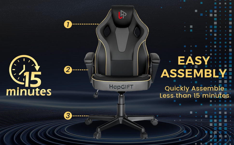 HapGIFT Office Chair, Home Office Chair with Link Armrest, Height Adjustable Computer Chair, Ergonomic PC Work Chair for Adul